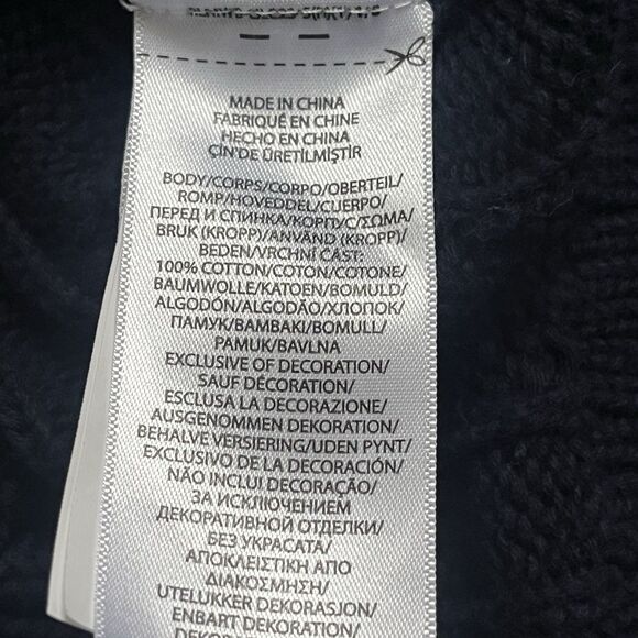 POLO RALPH LAUREN Women Cable-Knit Cotton Crewneck Cardigan Blue Large - Picture 5 of 7